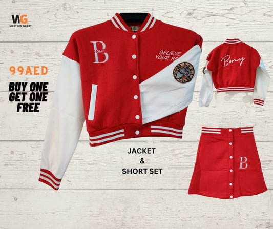 Baseball Jacket & Skirt Red